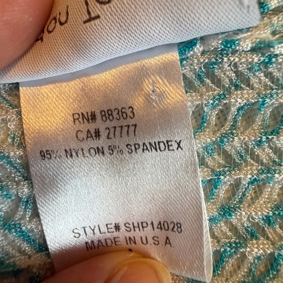 Jordan Taylor‎ Chevron Knit Beach Cover Up Teal White V Neck L - Picture 4 of 6